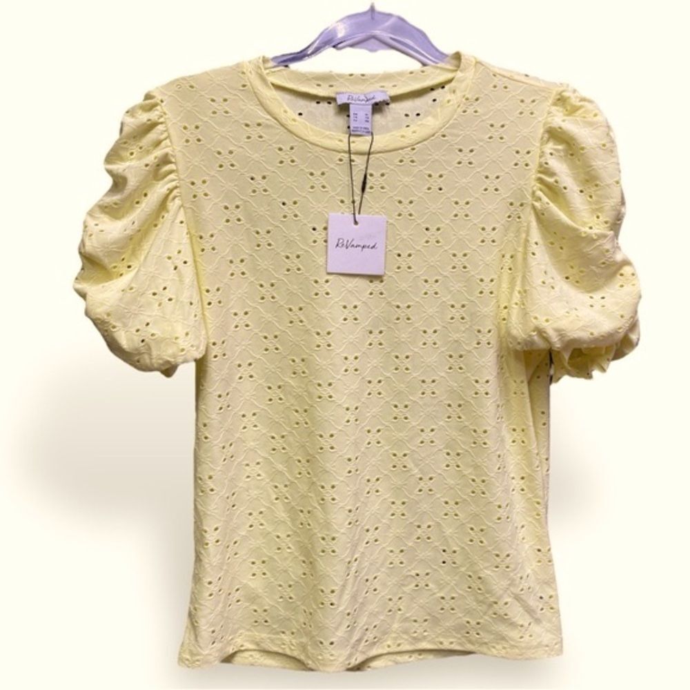 ReVamped Lace Eyelet Puff Sleeve Top